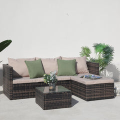 Coltar Terasa set 3 piese din ratan si otel