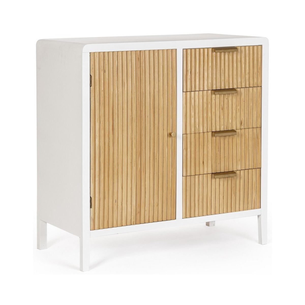 Comoda, alb/maro deschis, din MDF lemn si otel, Charley Bizzotto, 1, hectarul.ro