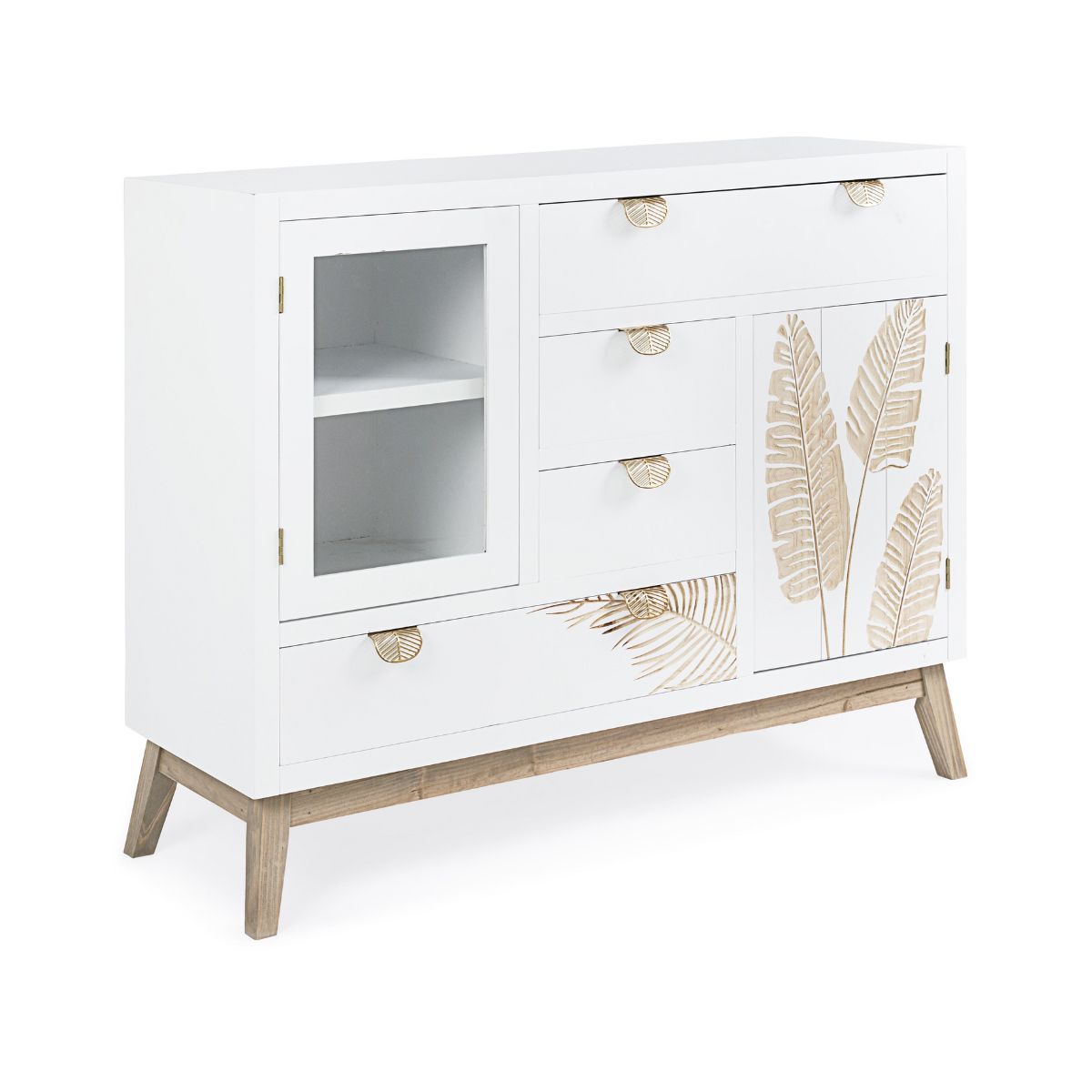 Comoda alb/maro din lemn si MDF 100x34 cm Folium Bizzotto, 1, hectarul.ro