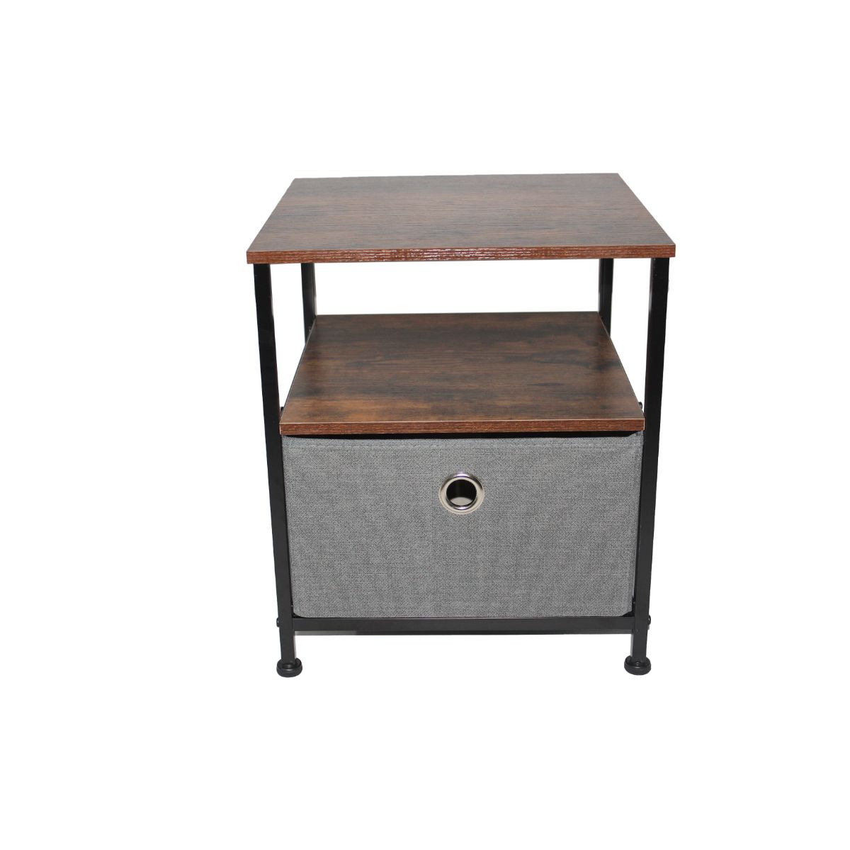 Comoda cu 1 sertar material textil, cadru metalic, blat MDF, 41 x 41 x 47 cm, Grunberg TB89 (gri), 1, hectarul.ro