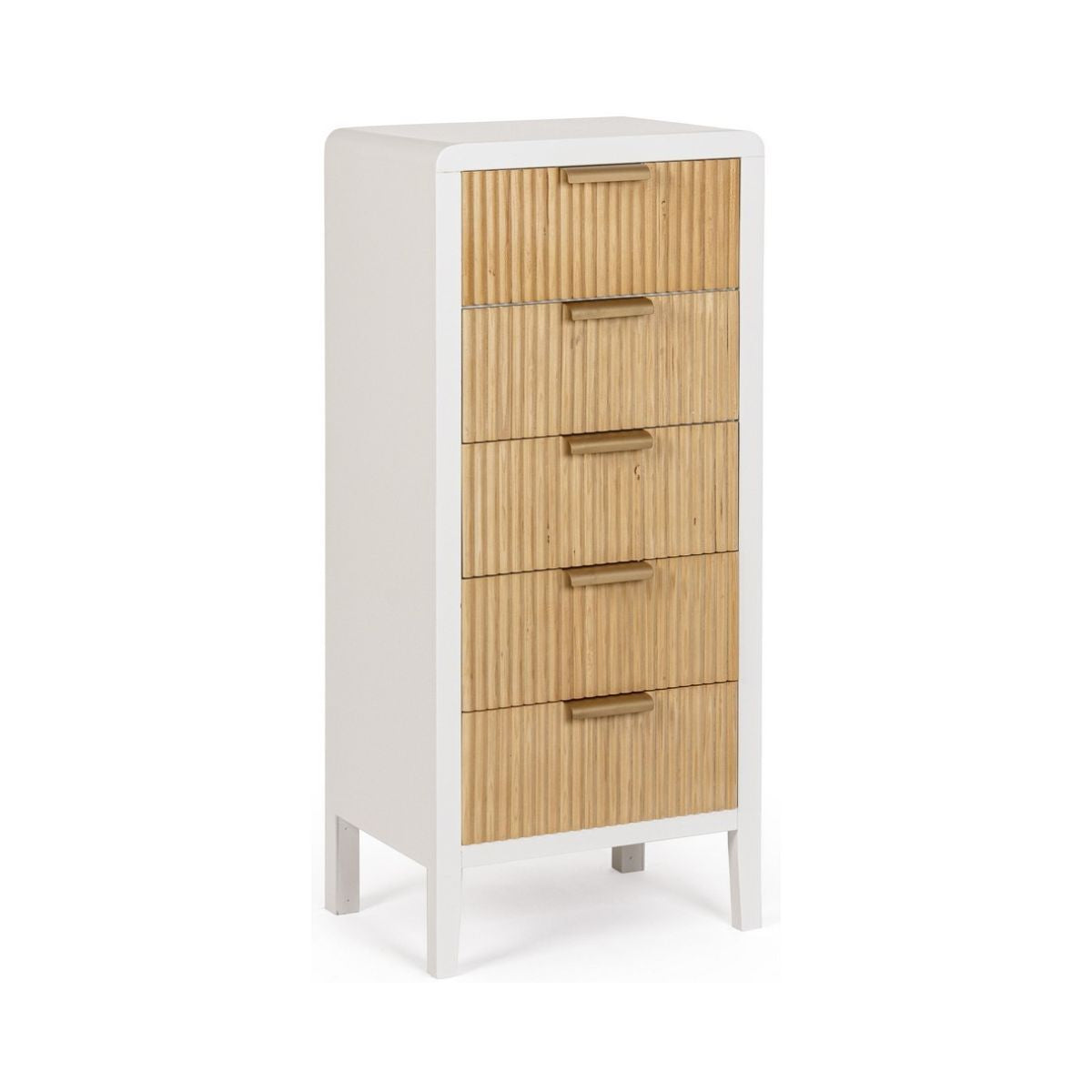 Dulapior cu 5 sertare, alb/maro deschis, din MDF lemn si otel, Charley Bizzotto, 1, hectarul.ro