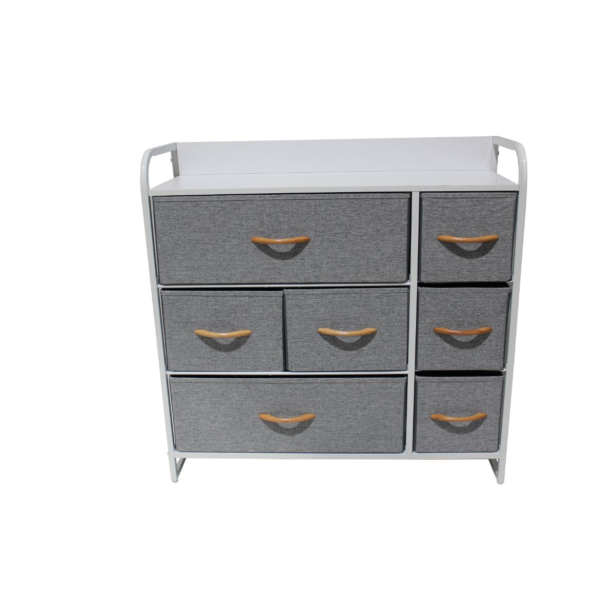 Comoda cu 7 sertare material textil, cadru metalic, blat MDF, 80 x 29 x 78.50 cm, Grunberg TB88 (gri), 1, hectarul.ro