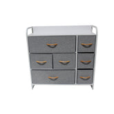 Hectarul - Comoda cu 7 sertare material textil, cadru metalic, blat MDF, 80 x 29 x 78.50 cm, Grunberg TB88 (gri)