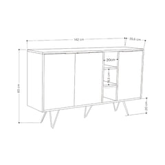 Comoda maro stejar / gri antracit din PAL melaminat 142 cm Clara Decortie