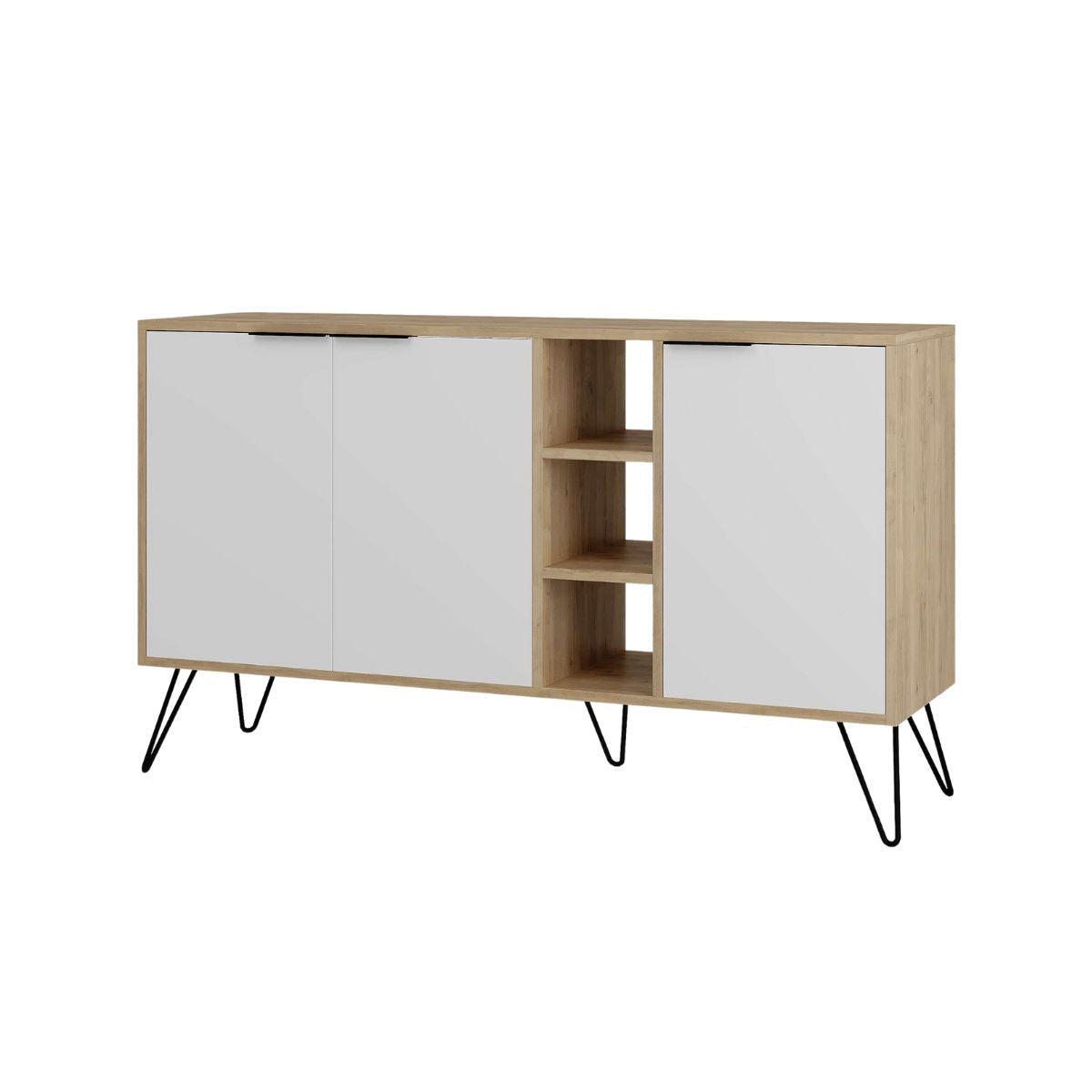 Comoda maro stejar/alb din PAL melaminat 142 cm Clara Decortie, 1, hectarul.ro