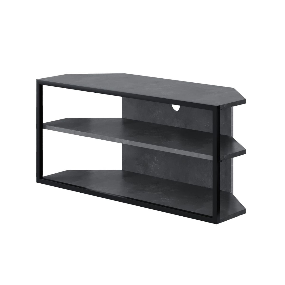 Comoda TV de colt gri retro din PAL melaminat si fier 98 cm Echo Decortie, 1, hectarul.ro