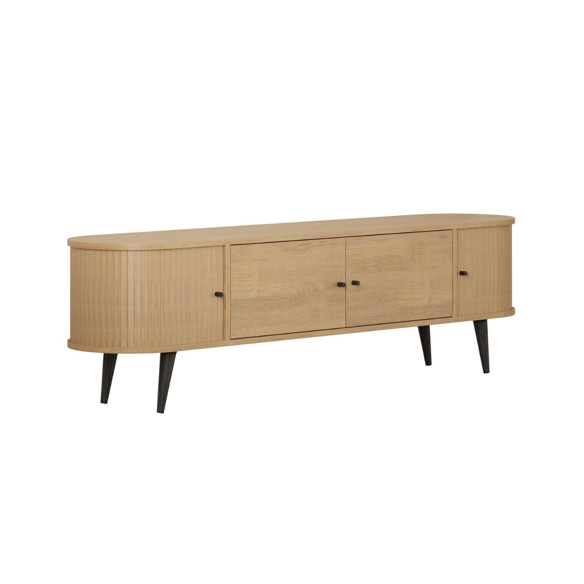 Comoda TV maro stejar din PAL melaminat si fier 180 cm Gentle Decortie, 1, hectarul.ro