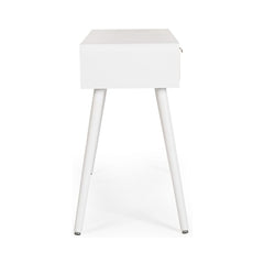 Consola cu 3 sertare, alb/maro deschis, din MDF lemn si otel, Charley Bizzotto