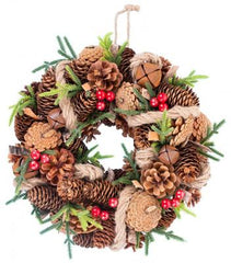 Coroana de Craciun MagicHome cu conuri de pin, multicolor, 30x08 cm