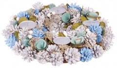 Coronita MagicHome Craciun, albastru si gri, 38 cm