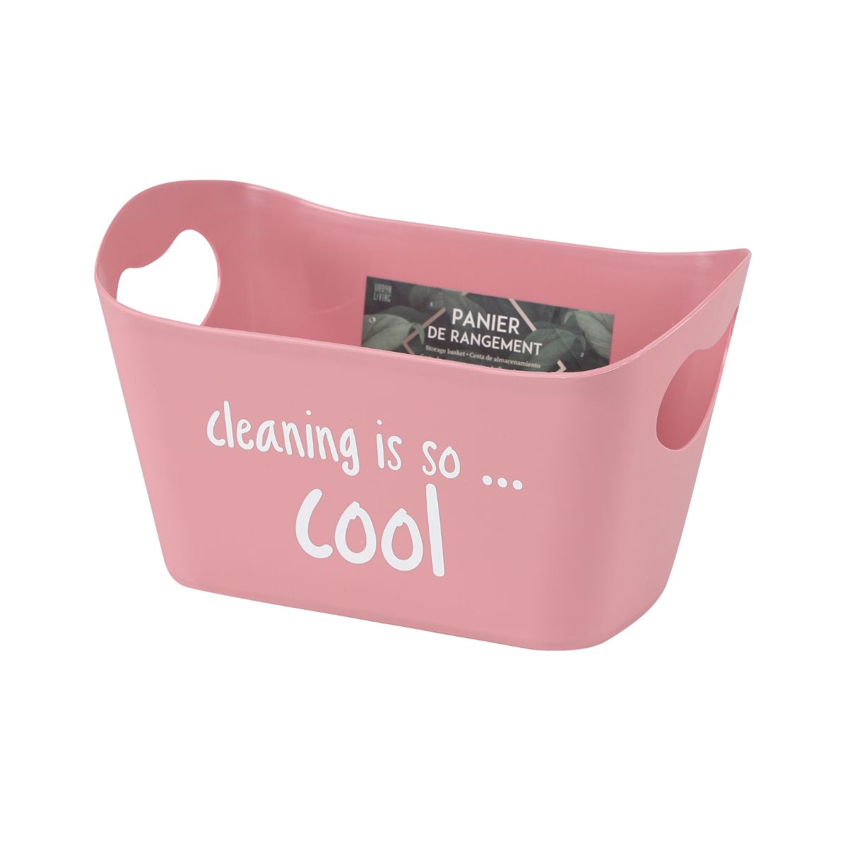 Cos de depozitare 23X15X13 cm roz din plastic Urban Living, 1, hectarul.ro