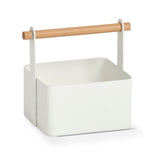 Hectarul - Cos de depozitare pentru bucatarie, alb, din metal si lemn, 14,3 cm, Caddy Zeller