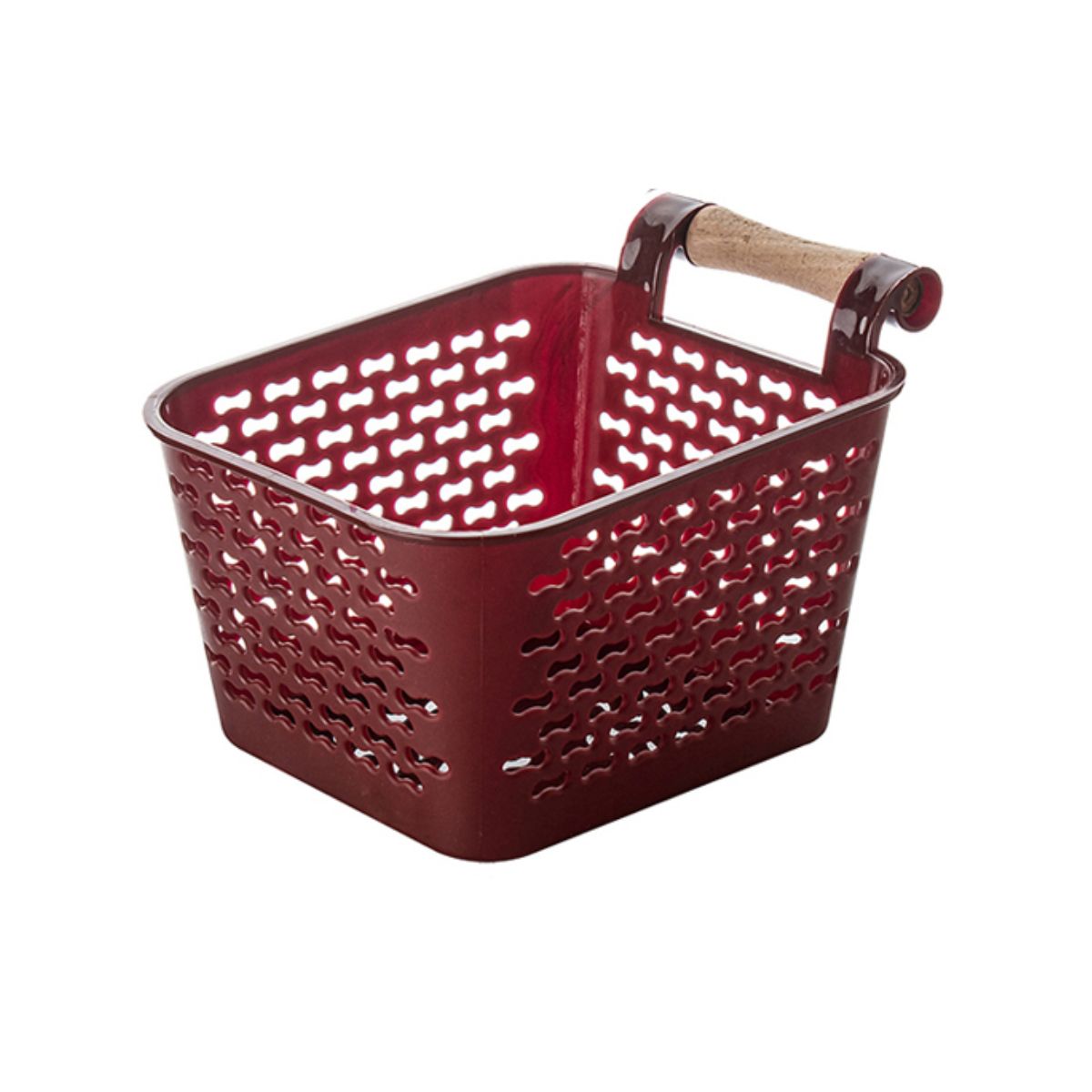 Cos de depozitare rosu cu maner, din plastic, 15x11x8 cm Urban Living, 1, hectarul.ro