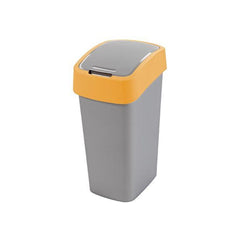 Cos de gunoi Curver FLIP BIN 10L, gri argintiu/galben