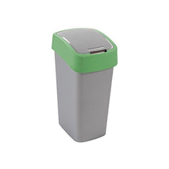 Cos de gunoi Curver FLIP BIN 10L, gri argintiu/verde