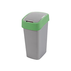 Cos de gunoi Curver FLIP BIN 10L, gri argintiu/verde