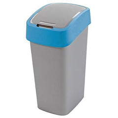 Cos de gunoi Curver FLIP BIN 50L, gri argintiu/albastru