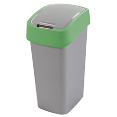Cos de gunoi Curver FLIP BIN 50L, gri argintiu/verde
