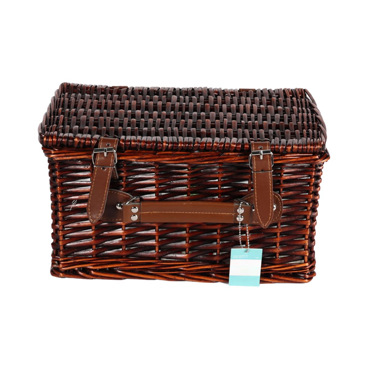 Cos de picnic pentru 2 persoane din rachita naturala maro cu tacamuri si vesela incluse ZQ23-1136, 1, hectarul.ro