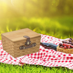 Cos de picnic pentru 2 persoane Natural Beige maner maro