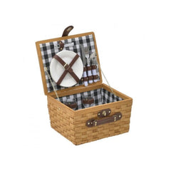 Cos de picnic pentru 2 persoane Natural Beige maner maro