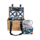 Hectarul - Cos de picnic pentru 4 persoane din rachita naturala maro deschis cu vesela, tacamuri si geanta frigorifica ZQ23-1148