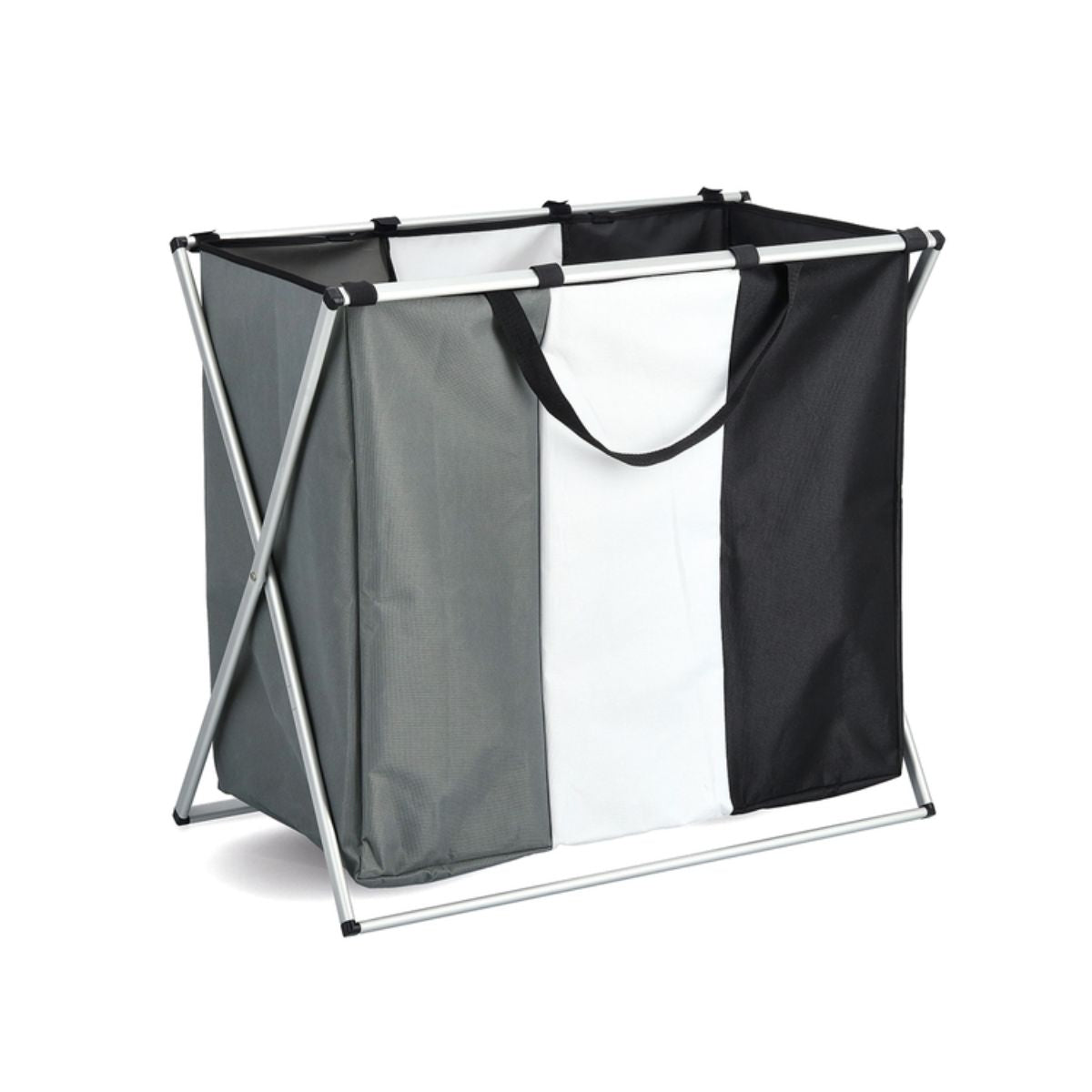 Cos pentru rufe cu 3 compartimente, din poliester si aluminiu, 63 x 38 x 57 Zeller, 1, hectarul.ro