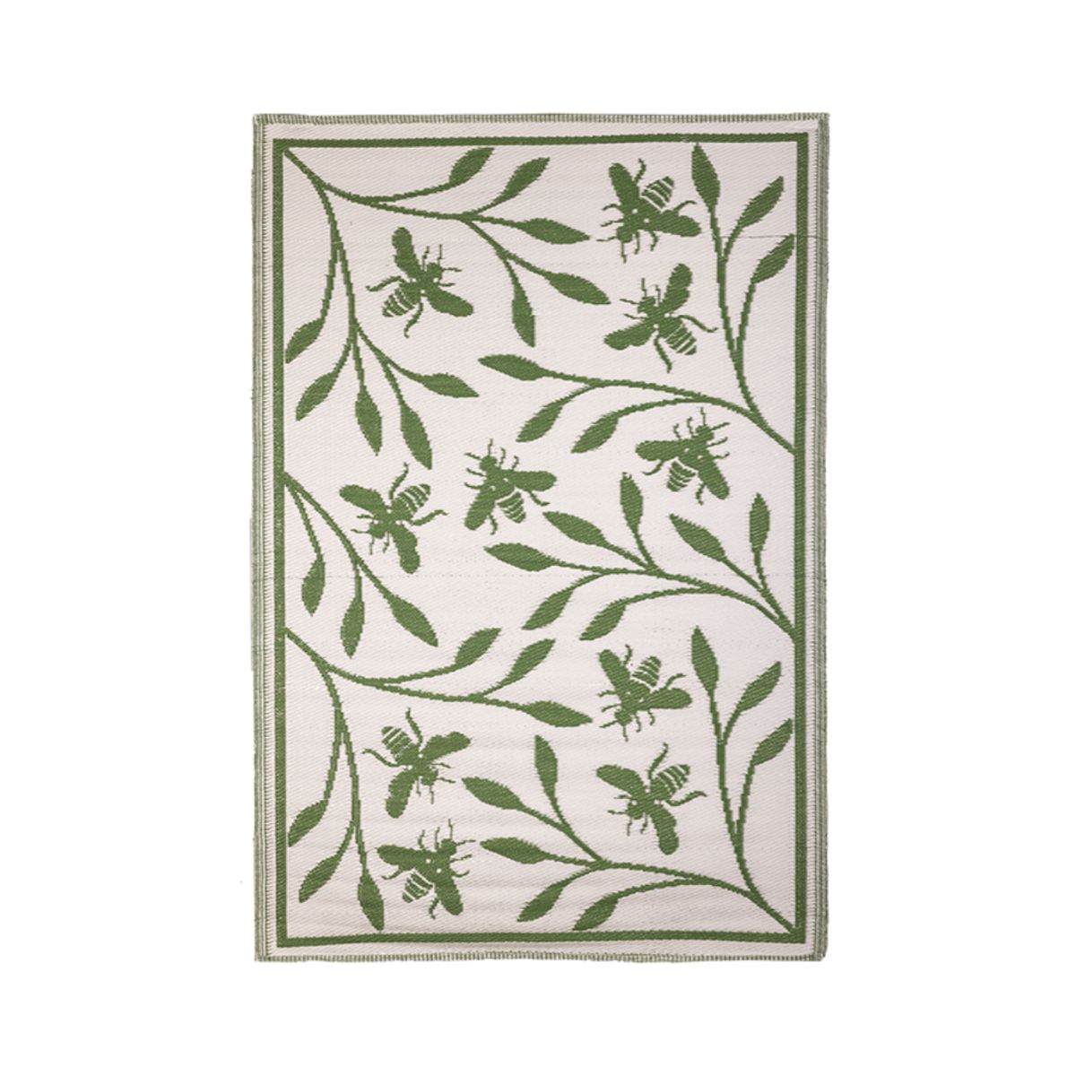 Covor alb/verde reversibil din polipropilena design Bee Esschert Design, 1, hectarul.ro