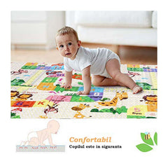 Covor de joaca XXL pliabil, 200 x 180 x 1 CM, din spuma XPE , Antiderapant, Termic si Interactiv, cu 2 fete si geanta depozitare "Labirint", EM 2010-2