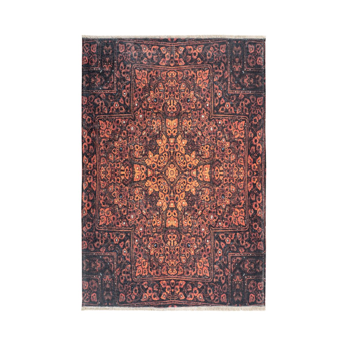 Covor portocaliu terra din bumbac si poliester My Azteca 550 Obsession 150x230, 1, hectarul.ro