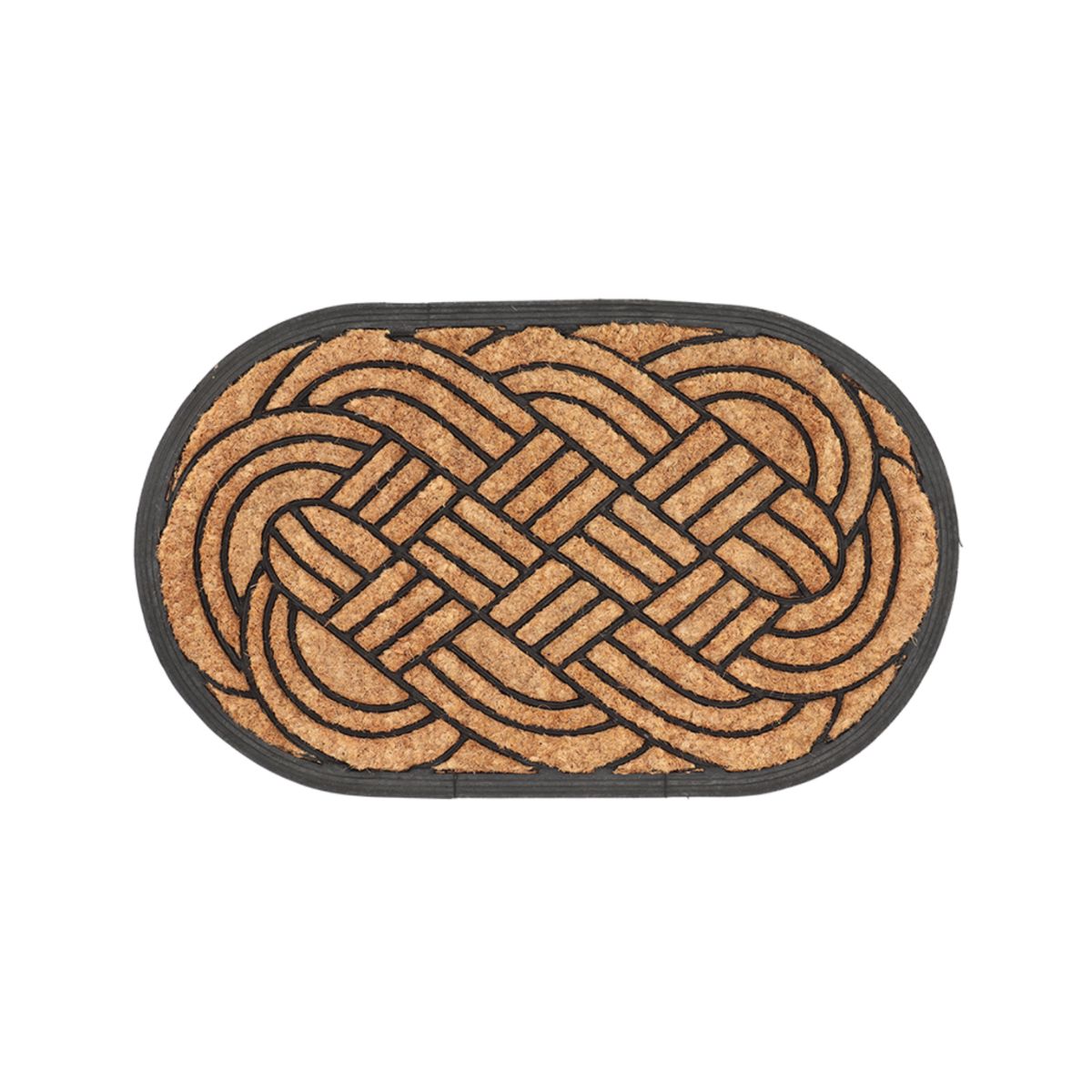 Covoras intrare maro din fibra de cocos si cauciuc Oval L Esschert Design, 1, hectarul.ro