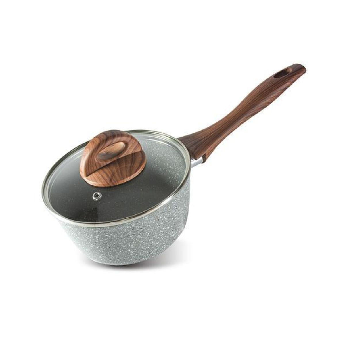 Cratita din aluminiu cu triplu strat antiaderent din marmura MagicHome Marble Line, 16 cm diametru, 1.2 litri, cu capac, 1, hectarul.ro