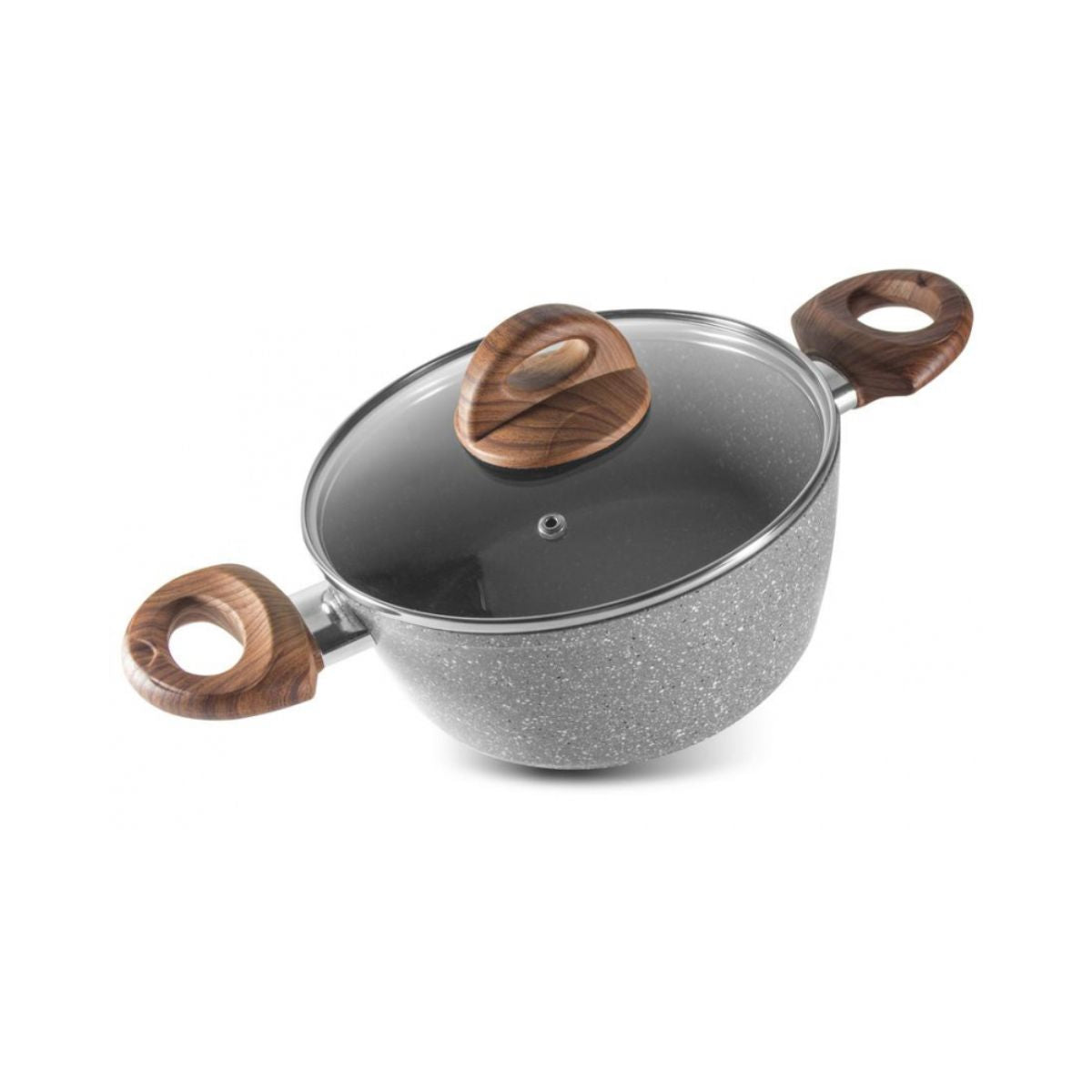 Cratita din aluminiu cu triplu strat antiaderent din marmura MagicHome Marble Line, 20 cm, 2.2 litri, cu capac, 1, hectarul.ro