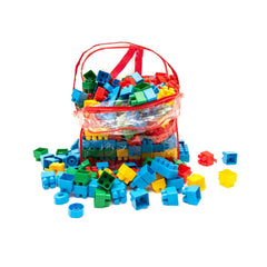 Cuburi de constructie din plastic, multicolore, in rucsac, 200 piese HT 1043