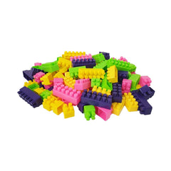 Cuburi de constructie din plastic, multicolore, in saculet, 140 piese HT 1042
