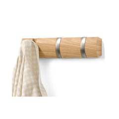 Cuier maro-natur/argintiu din lemn 30x6 cm Flip 3 Umbra