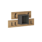 Hectarul - Cuier maro stejar / gri antracit din PAL melaminat 68x32 cm Lumina Decortie