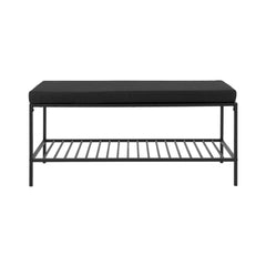 Bancheta cu suport pentru incaltaminte, neagra, din otel si PAL melaminat, 100 cm Vita House Nordic