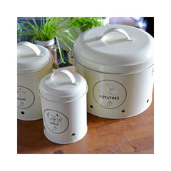 Cutie de depozitare crem din otel carbon Garlic Esschert Design