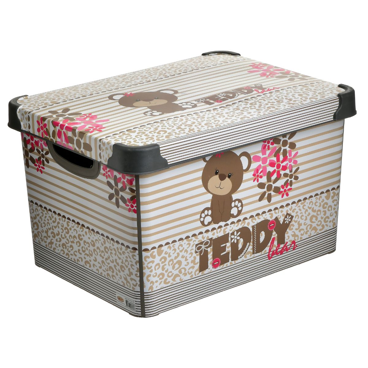 Cutie depozitare din plastic cu model Teddy crem/maro 38x27x23 cm, 1, hectarul.ro