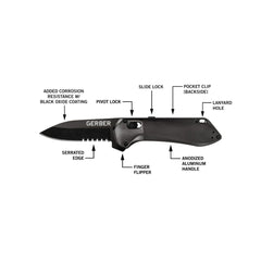 Cutit de buzunar EDC (everyday carry), pliabil , GERBER,Highbrow Compact Onyx SE ( lama zimtata )