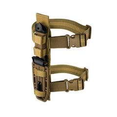 Cutit de supravietuire Gerber cu lama fixa zimtata si toc pentru picioare, lungimea lamei 12,3 cm, LMF II Infantry Fixed Blade, otel carbon 420HC, maro