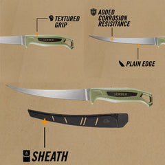 Cutit Pescuit GERBER Ceviche negru/verde, 9"