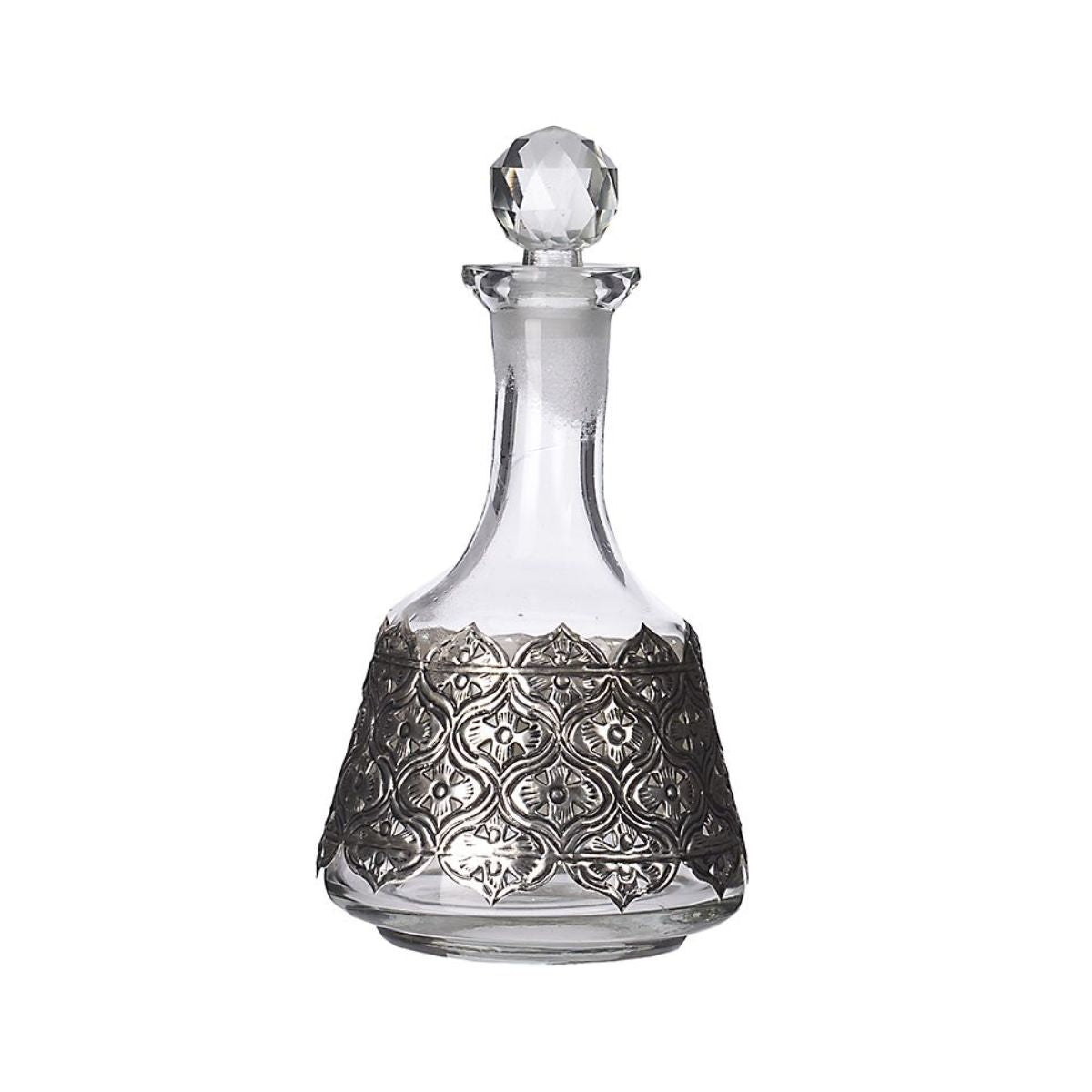 Decantor din sticla pentru bauturi cu ornament metalic Inart, 1, hectarul.ro
