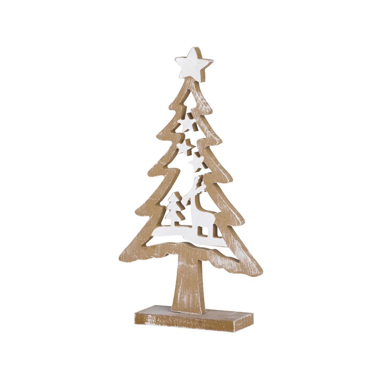 Decor de Craciun MagicHome Woodeco, brad cu stea, 16x30 cm, 1, hectarul.ro