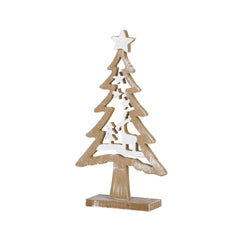 Decor de Craciun MagicHome Woodeco, brad cu stea, 16x30 cm