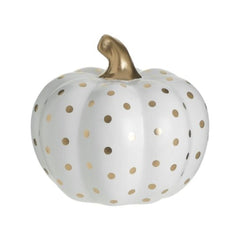 Decoratiune alb/auriu din ceramica dovleac Φ16Χ16 Inart