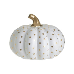 Decoratiune alb/auriu din ceramica dovleac Φ24Χ20 Inart