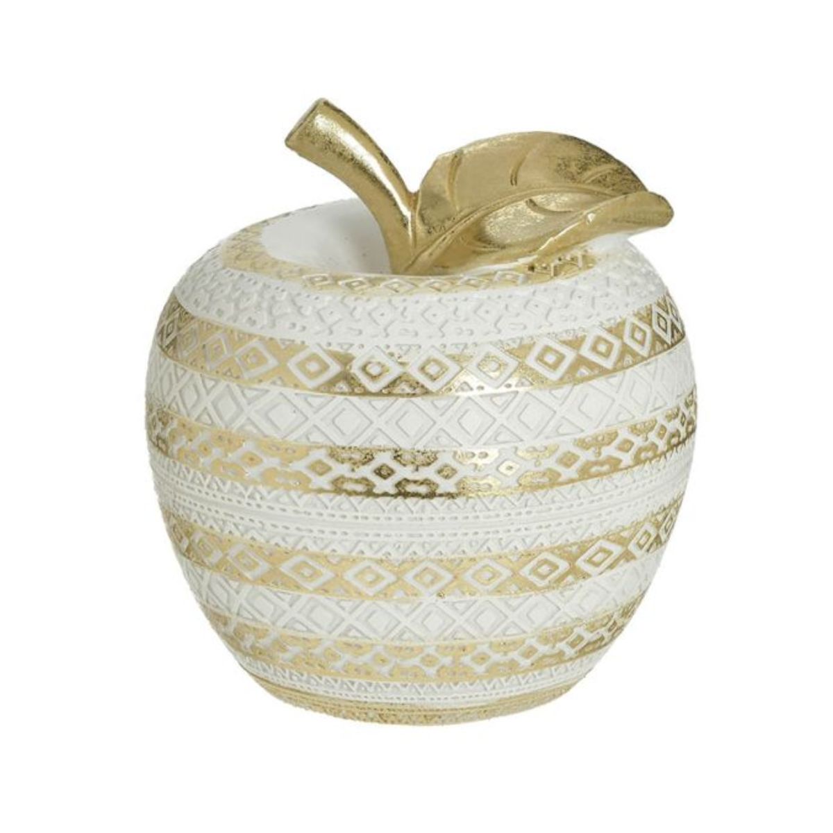 Decoratiune alb/auriu din polirasina Φ13Χ14 Apple Inart, 1, hectarul.ro