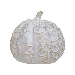 Decoratiune alb/auriu din polirasina dovleac 13X11X12 Inart